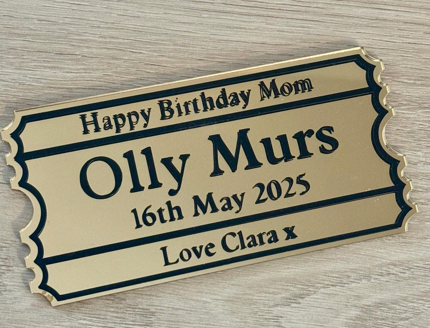 Acrylic Ticket / Acrylic Gift Voucher / Gift Ticket / Voucher Keepsake / Personalised Ticket / Concert Ticket / Event Ticket / Birthday