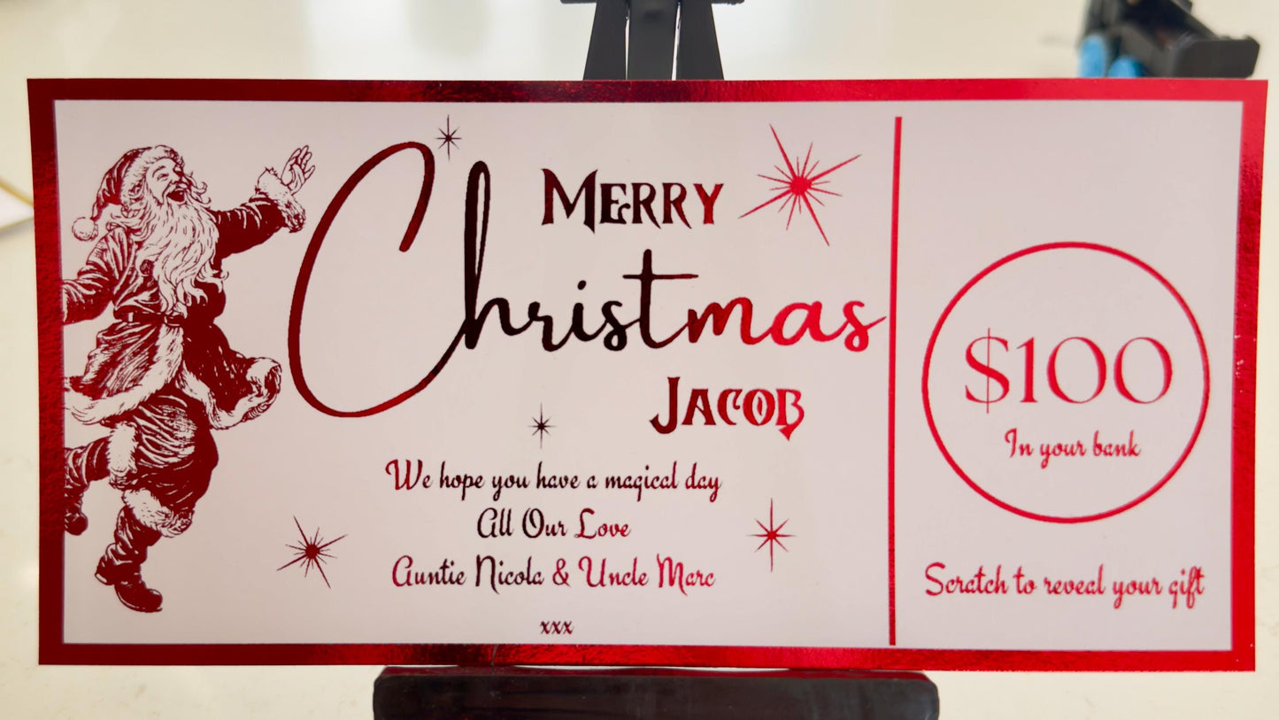 Scratch and reveal ticket - Personalised foil ticket, custom boarding pass, foil voucher, destination reveal, souvenir ticket, show ticket