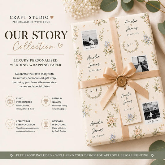 Personalised Wedding Photo Wrapping Paper | Anniversary Gift Wrap