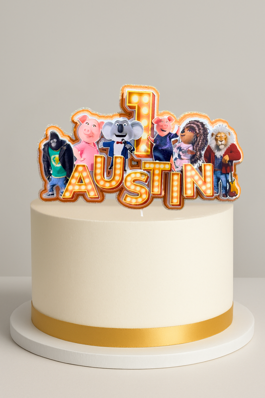 Personalised Sing Movie Cake Topper – Birthday Party Decoration