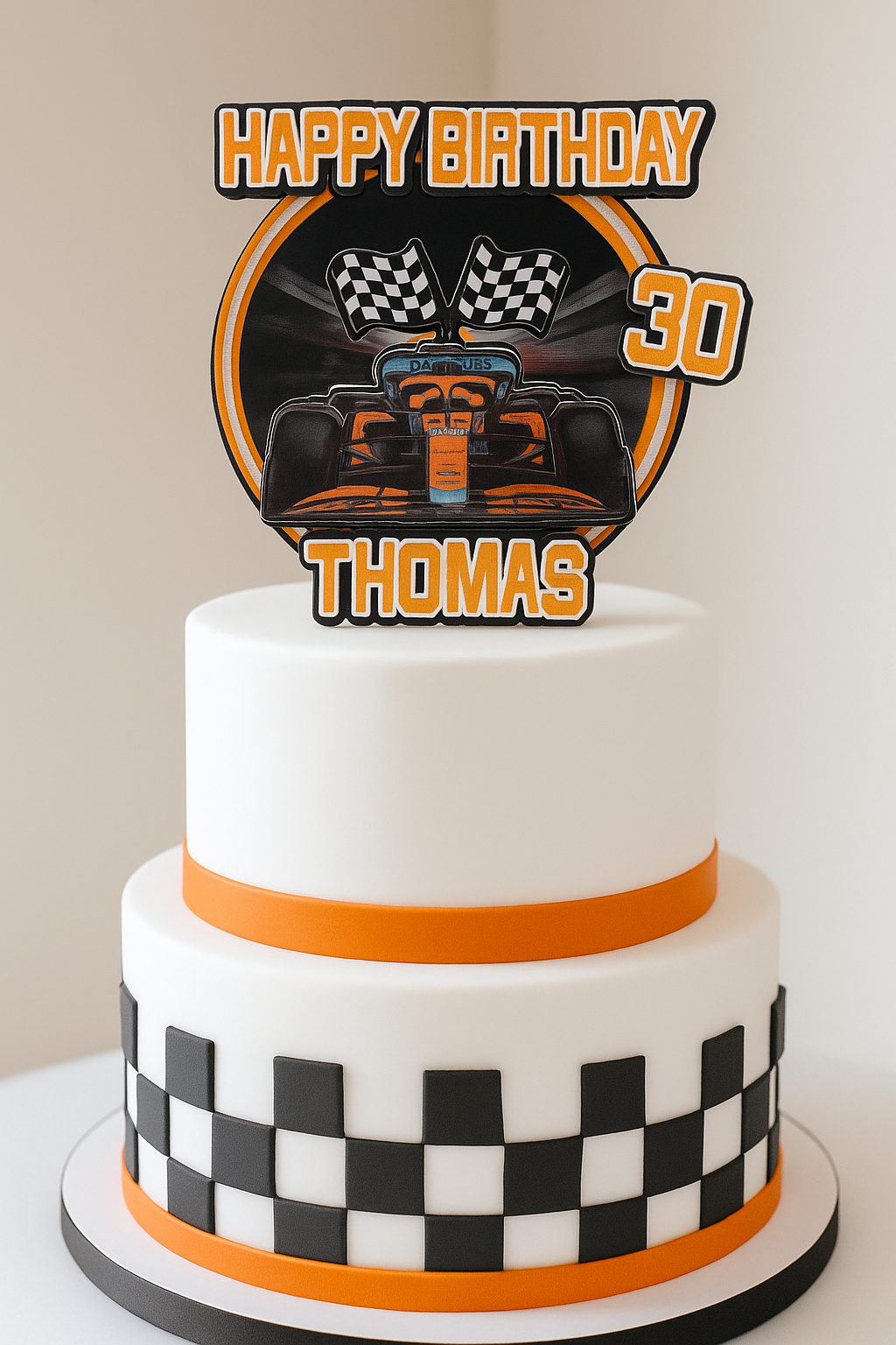 Personalised Racing Car Birthday Cake Topper – Formula 1 Car Party Decoration
