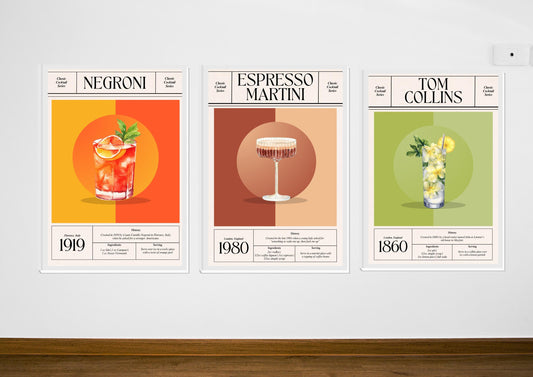 Cocktail Art Print | Trendy Home Decor | Cocktail Poster | Living Room Art| Kitchen Wall Decor | Gifts for Her | Maximalist Wall Art |