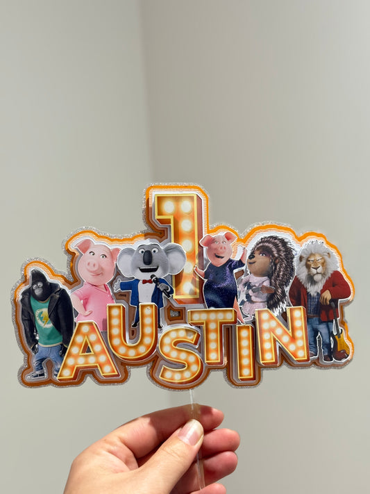 Personalised Sing Movie Cake Topper – Birthday Party Decoration