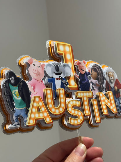 Personalised Sing Movie Cake Topper – Birthday Party Decoration