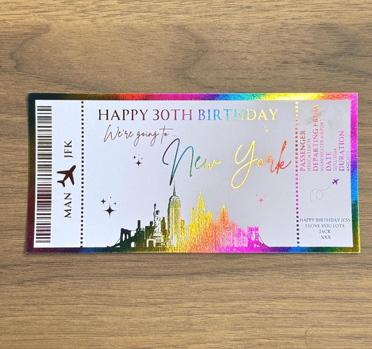 Scratch and reveal ticket - Personalised foil ticket, custom boarding pass, foil voucher, destination reveal, souvenir ticket, show ticket