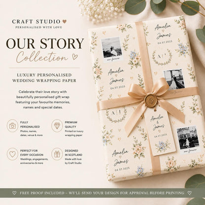 Personalised Wedding Photo Wrapping Paper | Anniversary Gift Wrap