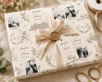 Personalised Wedding Photo Wrapping Paper | Anniversary Gift Wrap